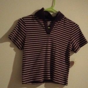 NWT Girls Purple striped ribbed Polo